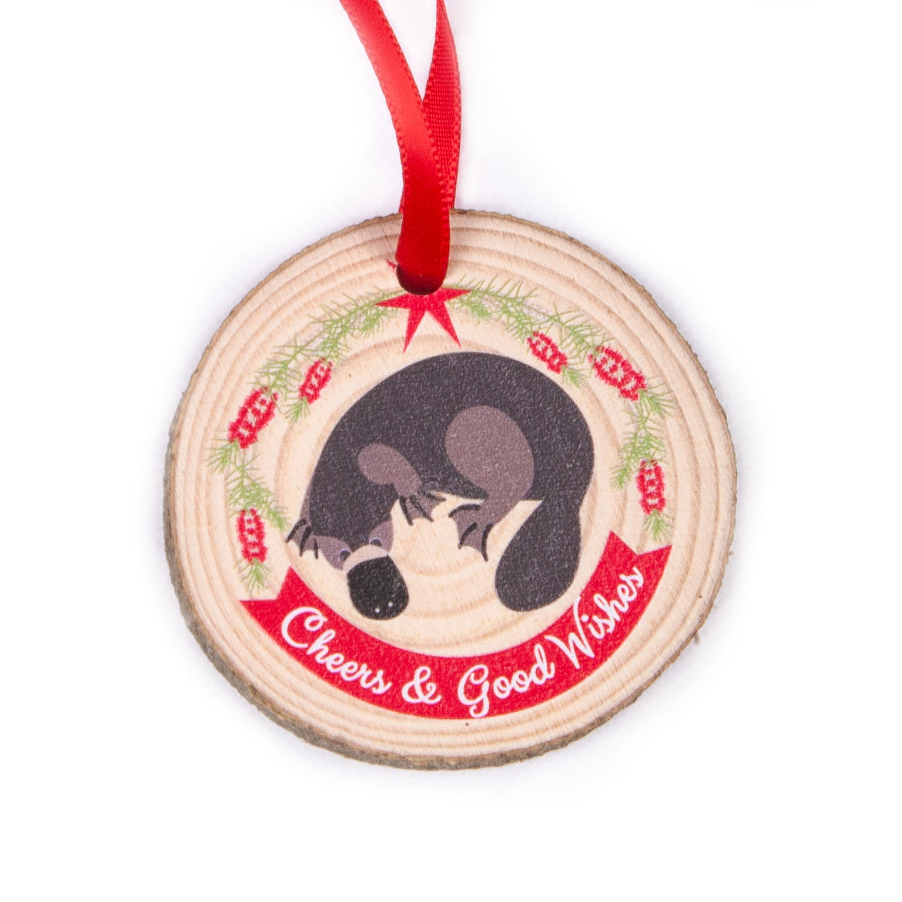Platypus Christmas Ornament - wood slice ornament