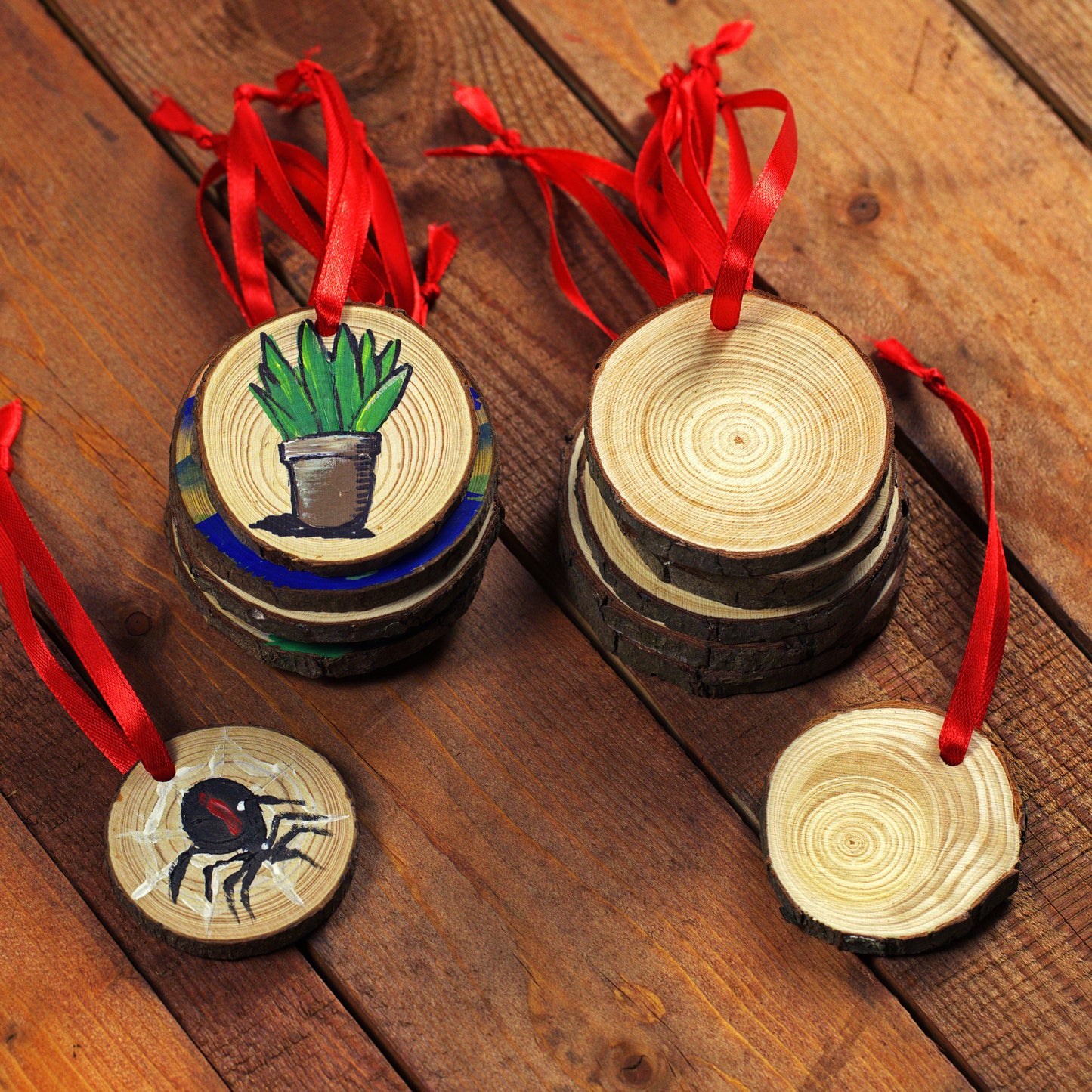 Blank Christmas Ornaments with Ribbon (Pack of 10)