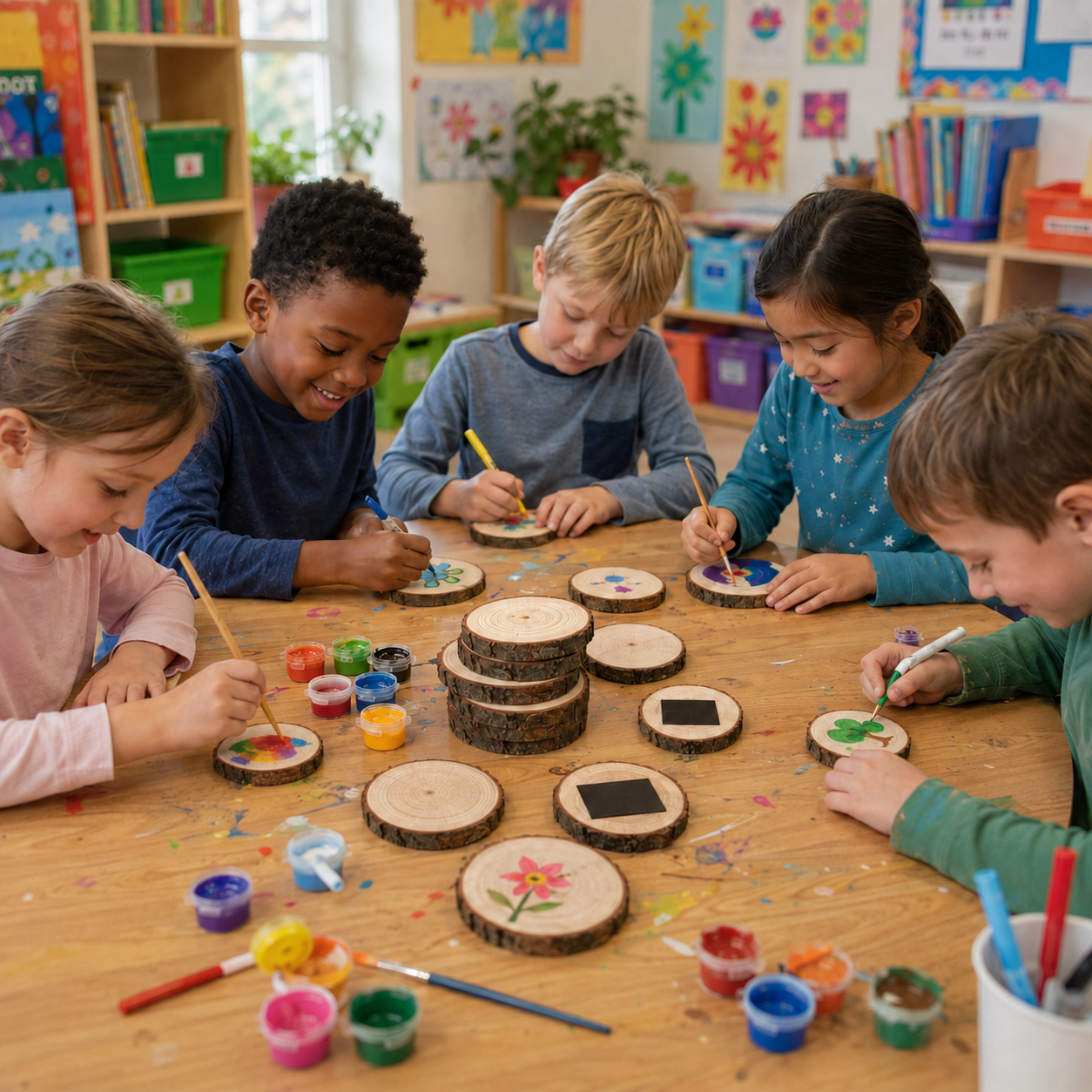 Blank Wood Slice Magnets – Classroom Pack (Set of 30)
