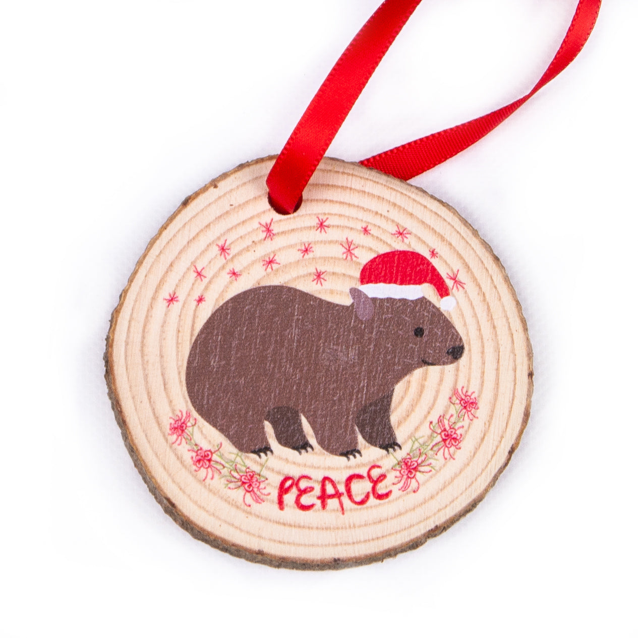 Wombat Christmas Ornament - wood slice ornaments