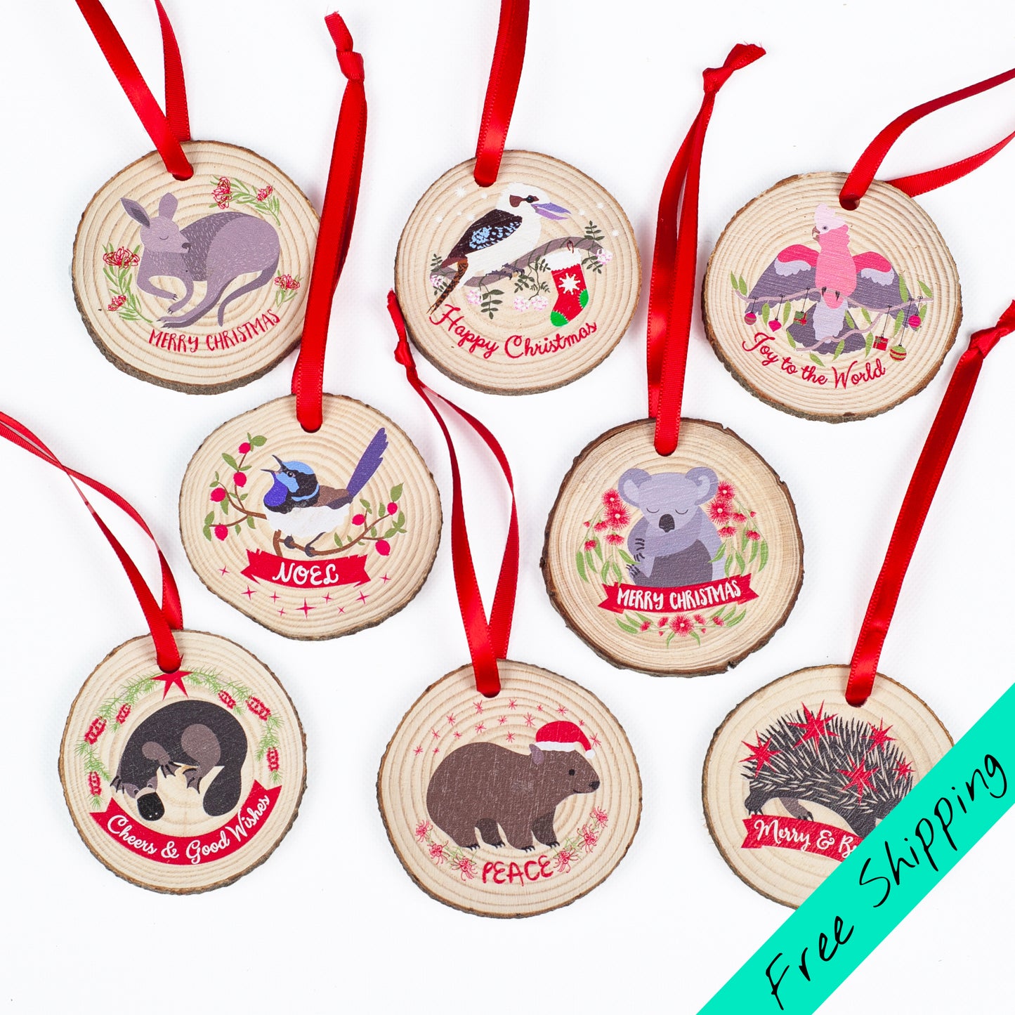 Australian Animals Christmas Ornaments (Set of 8)