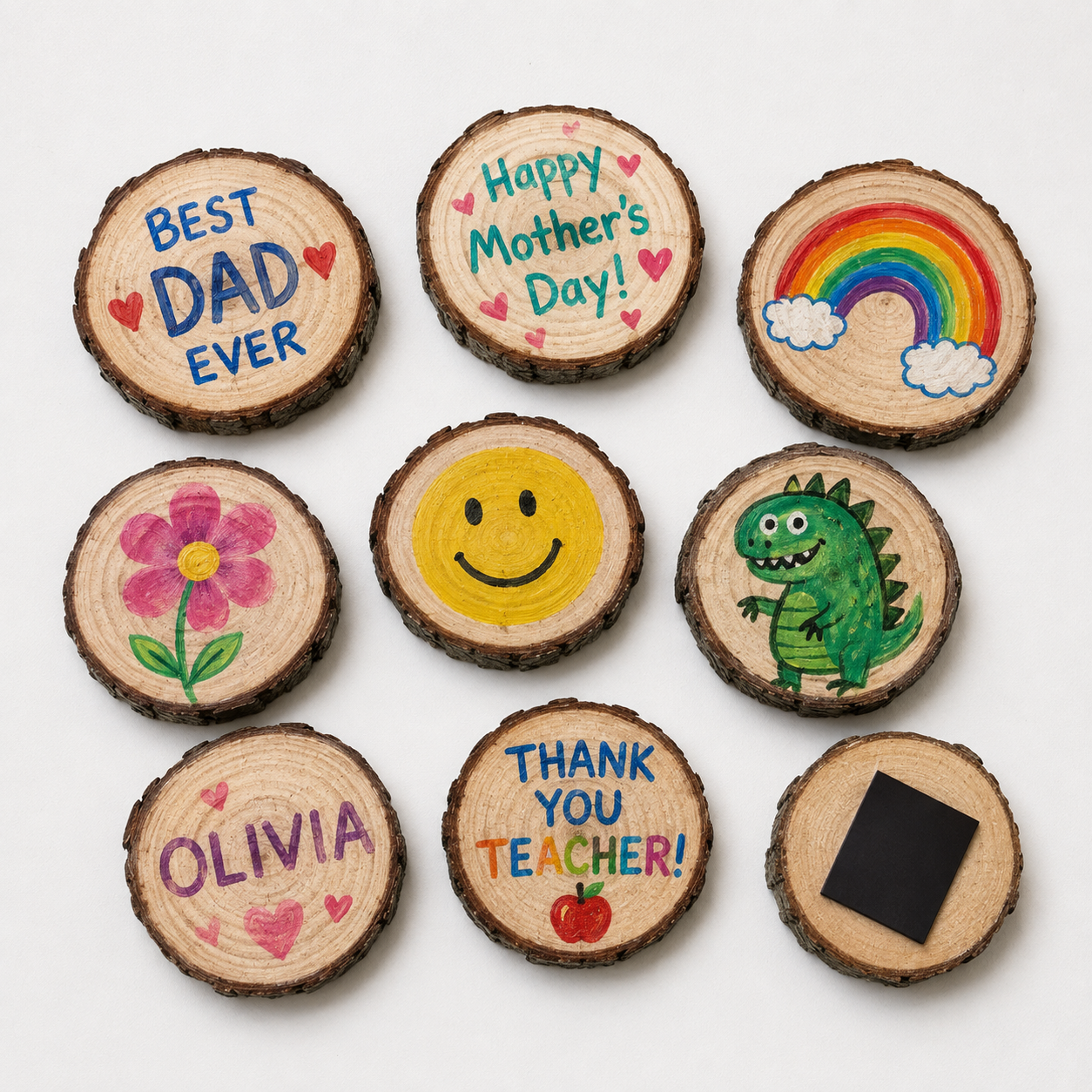 Blank Wood Slice Magnets 6 - 8 cm (Pack of 10)
