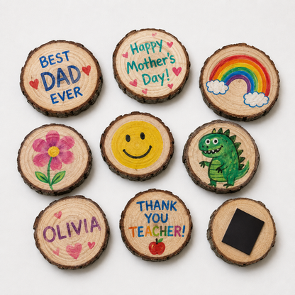 Blank Wood Slice Magnets 6 - 8 cm (Pack of 10)