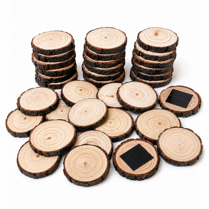 Blank Wood Slice Magnets – Classroom Pack (Set of 30)