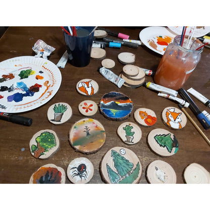 14 Piece Wood Slice Craft Pack - Wood slice kits