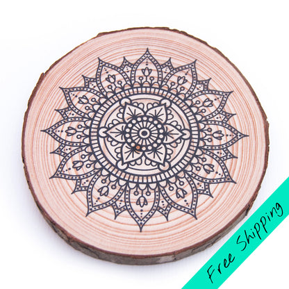 Colouring Wood Slice - Mandala