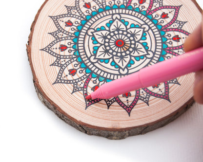 Colouring Wood Slice - Mandala