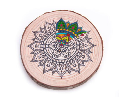 Colouring Wood Slice - Mandala