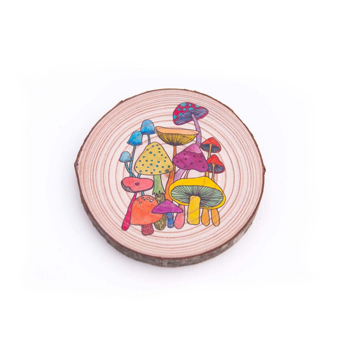 Colouring Wood Slice - Mushrooms - Colouring