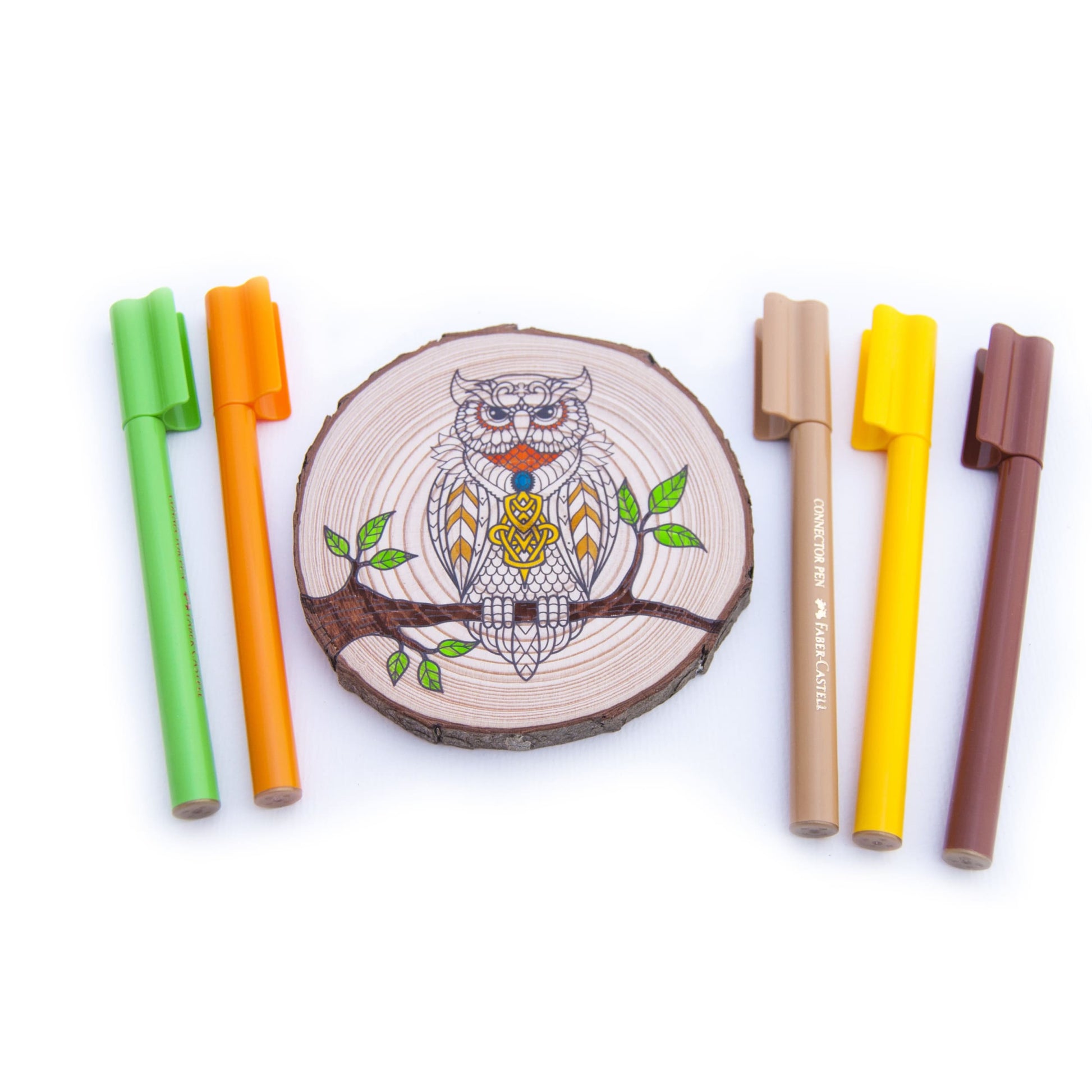 Colouring Wood Slice - Owl - Colouring