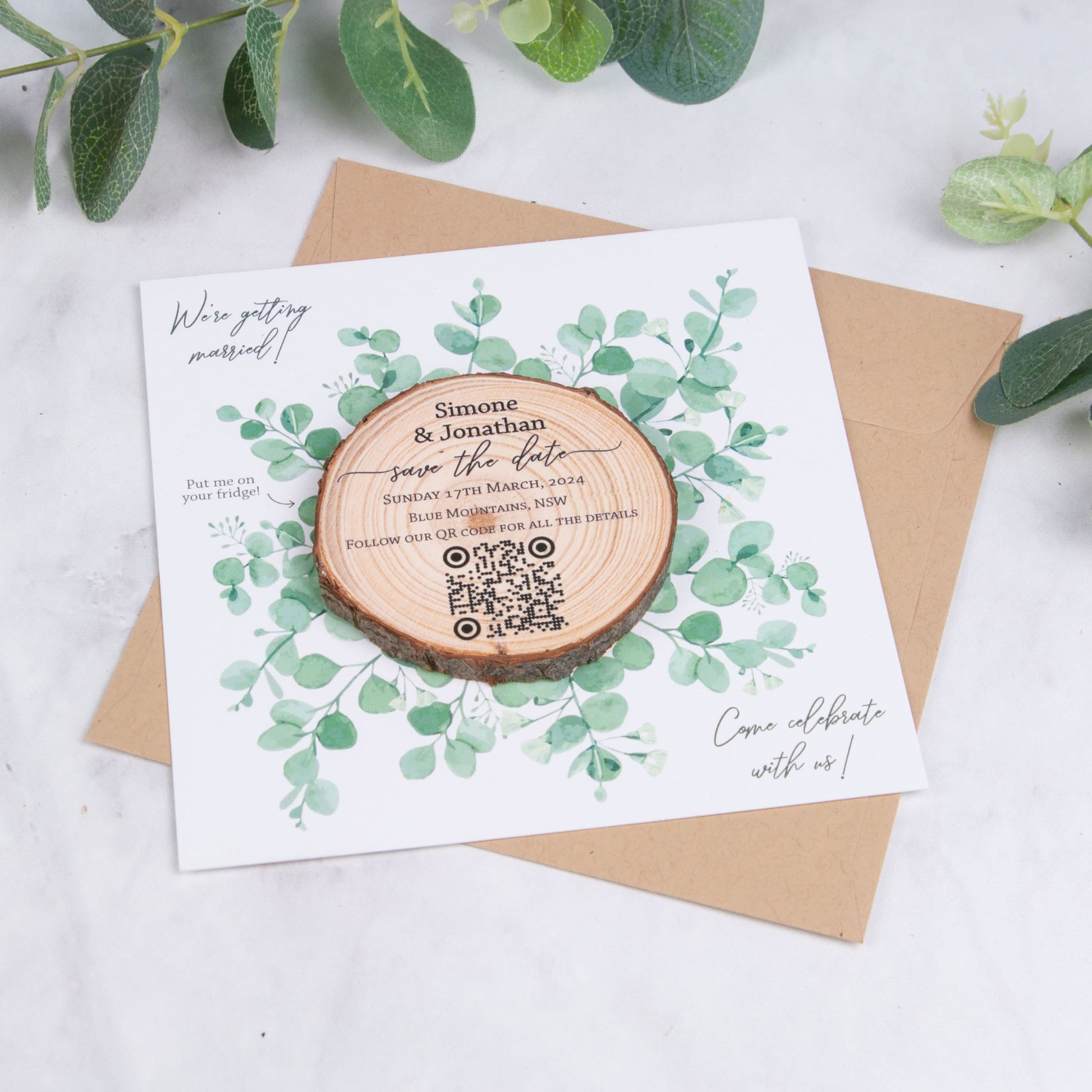 Large Save The Date w/card + envelope - Eucalyptus - Save the dates